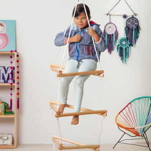 WIWIURKA WOODEN CLIMBER TRIANGULAR ROPE LADDER - The Yardtopia